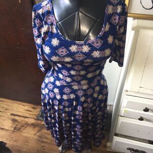 Lularoe blue southwest S fit and flare skater dress
